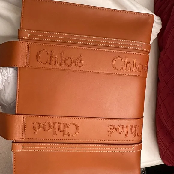 Tan Leather Chloe medium woody tote - Picture 7 of 11